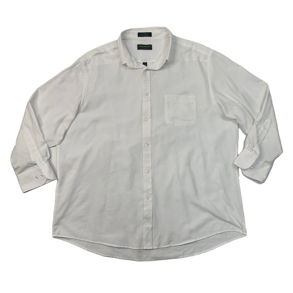 John Bartlett Shirt Mens 17.5‎ White Statements Oxford Button Up Cotton Blend